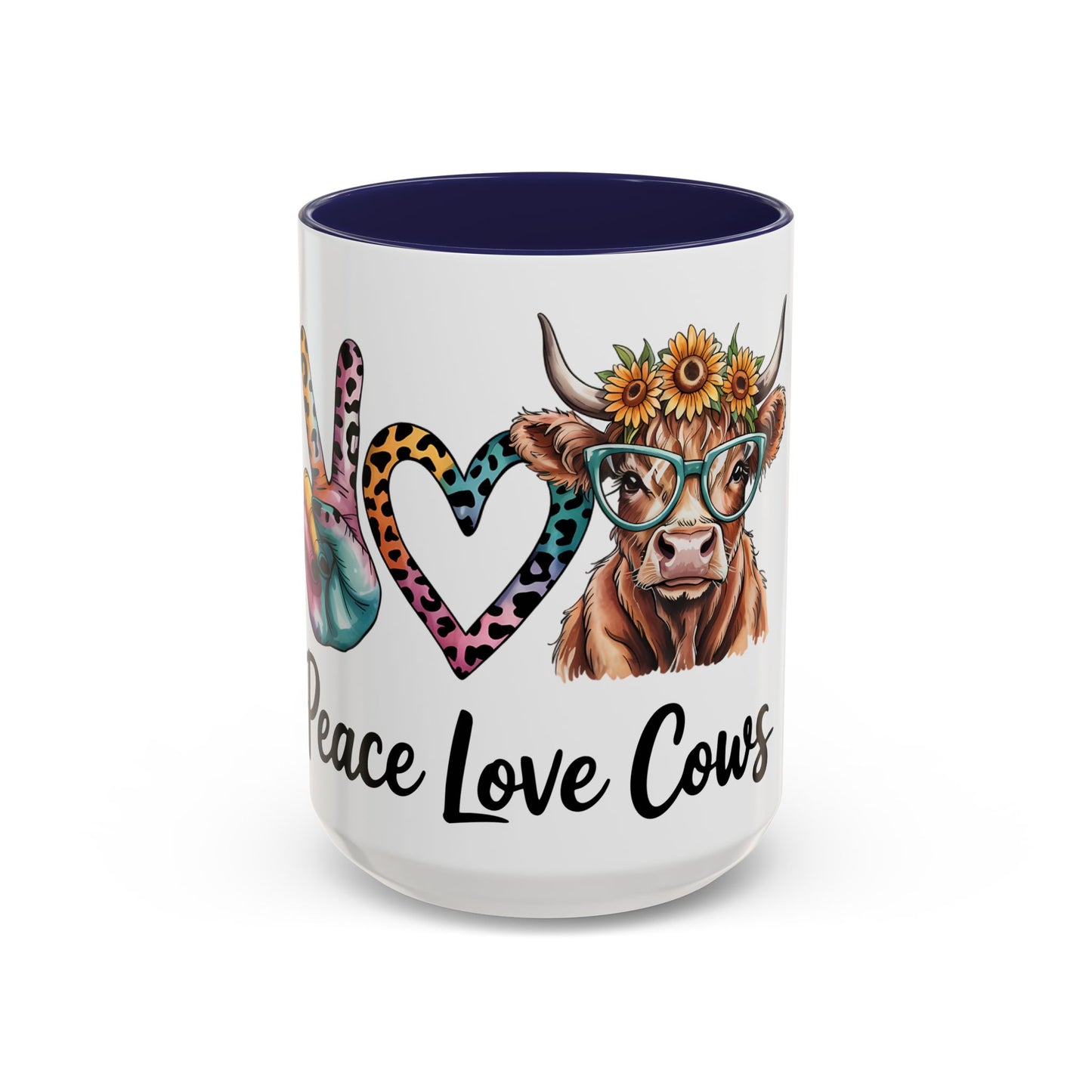 Peace Love Cows Coffee Mug | Trendy Farmhouse Kitchen Decor, Gift for Cow Lovers, Animal Lover's Mug, Birthday Gift, Cute Coffee Cup