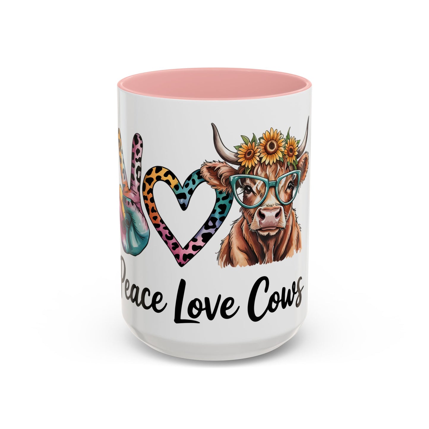Peace Love Cows Coffee Mug | Trendy Farmhouse Kitchen Decor, Gift for Cow Lovers, Animal Lover's Mug, Birthday Gift, Cute Coffee Cup