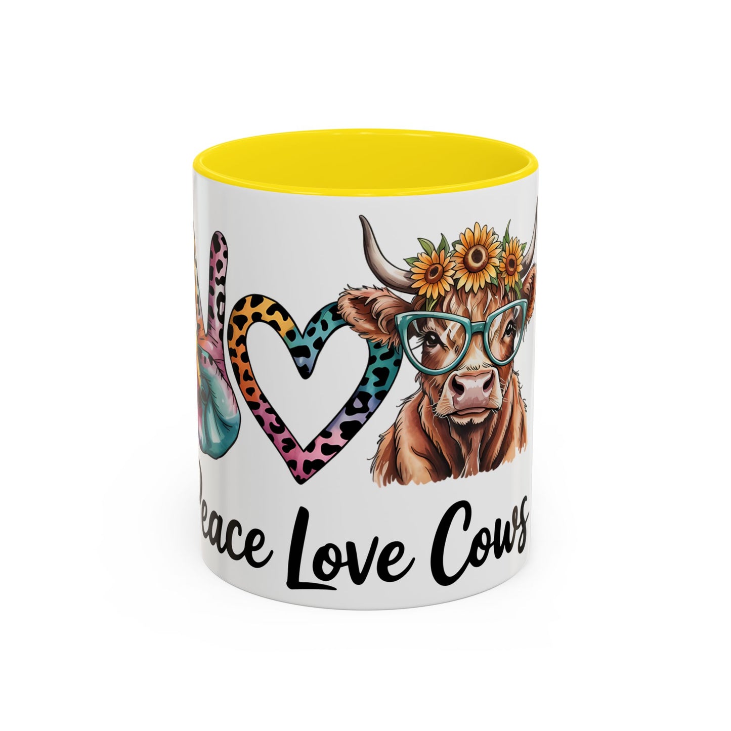 Peace Love Cows Coffee Mug | Trendy Farmhouse Kitchen Decor, Gift for Cow Lovers, Animal Lover's Mug, Birthday Gift, Cute Coffee Cup