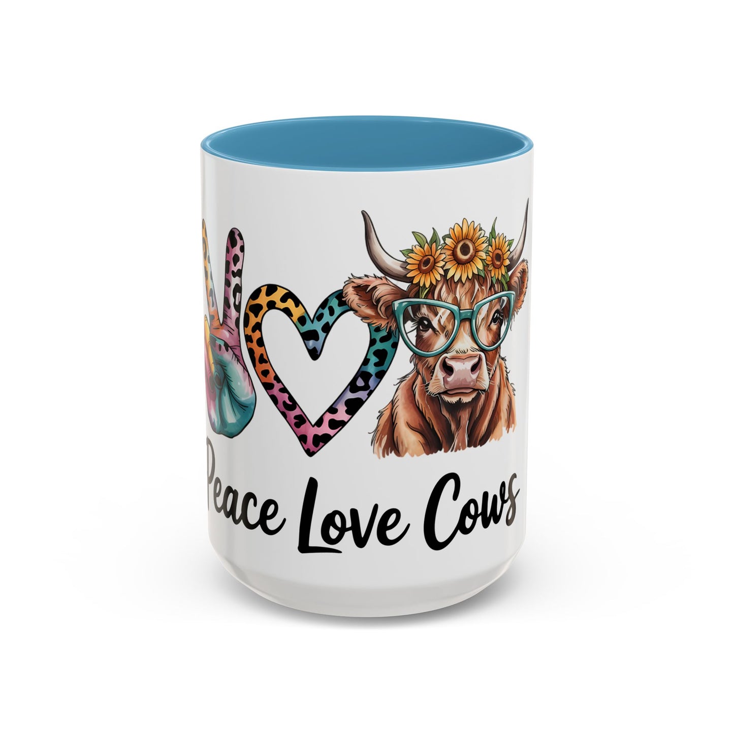 Peace Love Cows Coffee Mug | Trendy Farmhouse Kitchen Decor, Gift for Cow Lovers, Animal Lover's Mug, Birthday Gift, Cute Coffee Cup