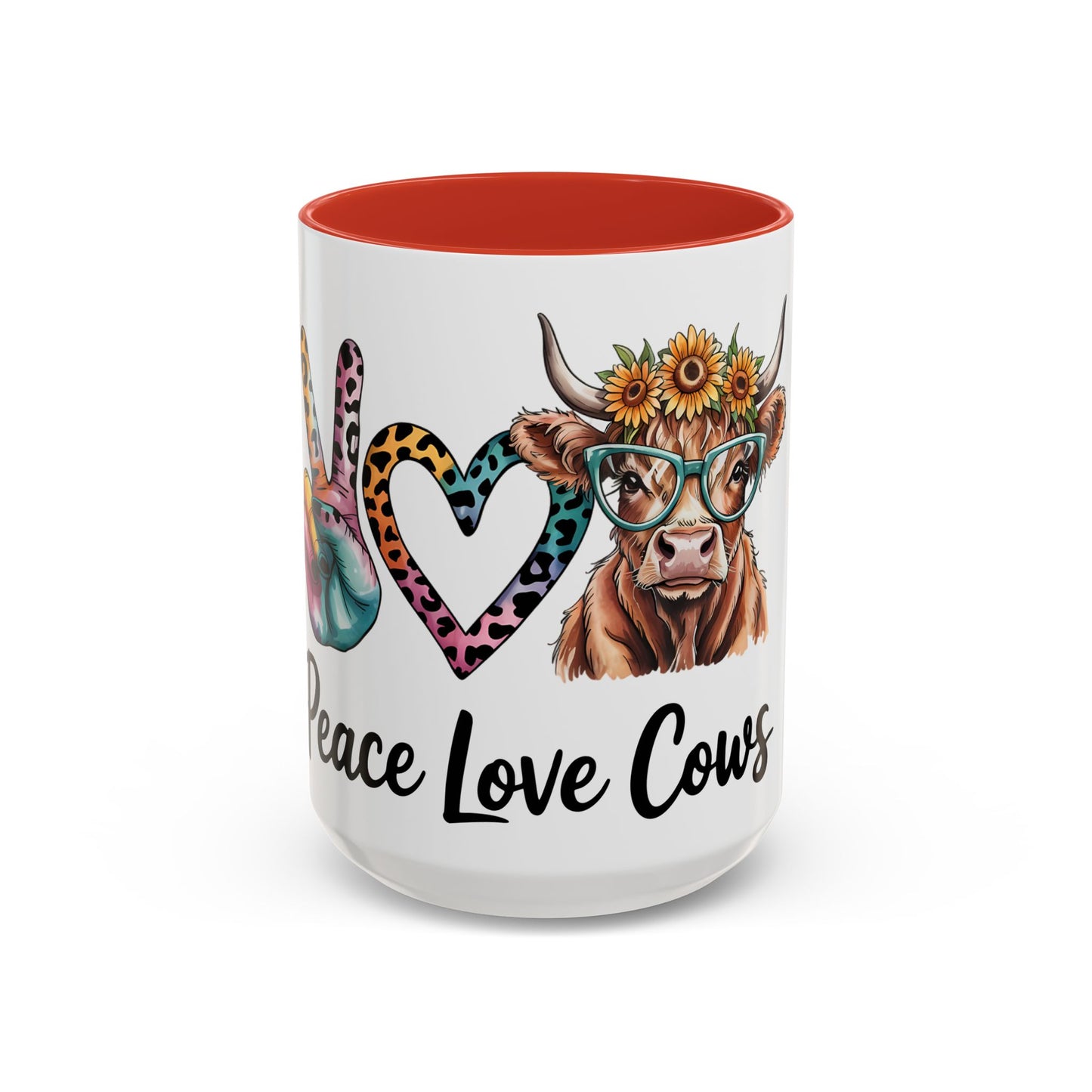 Peace Love Cows Coffee Mug | Trendy Farmhouse Kitchen Decor, Gift for Cow Lovers, Animal Lover's Mug, Birthday Gift, Cute Coffee Cup