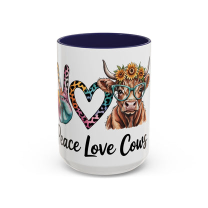 Peace Love Cows Coffee Mug | Trendy Farmhouse Kitchen Decor, Gift for Cow Lovers, Animal Lover's Mug, Birthday Gift, Cute Coffee Cup