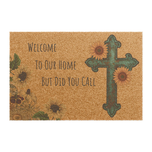 Rustic Welcome Doormat, Floral Home Decor, Faith-Inspired Entryway Mat, Gift for New Home, Church Welcome Mat, Sunflower Decor