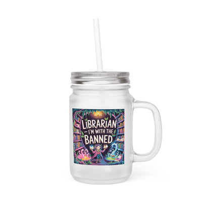 Librarian Mason Jar - Quirky Drinkware for Book Lovers, Funny Gifts for Librarians, Reading-themed Straw Mug, Literary Decor, Library [...]