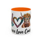 Peace Love Cows Coffee Mug | Trendy Farmhouse Kitchen Decor, Gift for Cow Lovers, Animal Lover's Mug, Birthday Gift, Cute Coffee Cup
