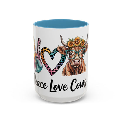 Peace Love Cows Coffee Mug | Trendy Farmhouse Kitchen Decor, Gift for Cow Lovers, Animal Lover's Mug, Birthday Gift, Cute Coffee Cup